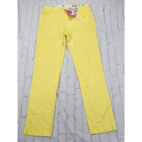 Royal & Awesome MENS SIZE 32X32 Golf Pants YOLO Yellow Divot Tool Tee Holder